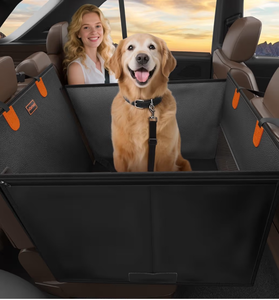 lot 1296 image: Myjaqi Large Dog Car Seat, Upgraded PU Leather Back Seat Extender with Hard Bottom, Waterproof Pet Car Seat Cover for Medium Sized Dog, Pet Hammock for Cars, SUVs, Trucks