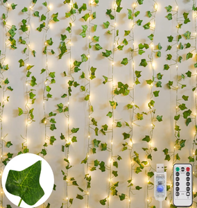 lot 1299 image: suddus Vines with Light for Bedroom, 200 LED Fairy Lights with Vines, Ivy Curtain Lights for Dorm, Wedding, Party, Wall, Indoor, Outdoor Decor, 6.5ft x 6.5ft