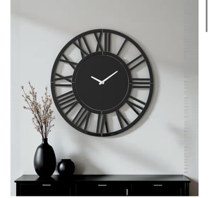 lot 1304 image: SHYFOY 24 Large Wall Clock Decorative, Acrylic Mirrored Clock for Living Room Decor, Big Silver Modern Wall Clocks Decor, Hour and Minute Hand, Battery Operated, glass mirror-not black