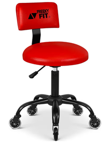 lot 1313 image: Rolling Shop Stool with Wheels, Mechanic Garage Stool Chair with Adjustable Height 15.55-18.3, Heavy Duty Swivel Roller Seat for Garage, Salon and Tattoo Beauty, Red