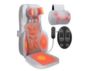 lot 1315 image: Shiatsu Neck and Back Massager with Heat - Full-Body Massage Cushion with Kneading & Vibration for Release Stress, Dual-Neck Design, Adjustable Intensity, Height for Office Chair, Home, Grey