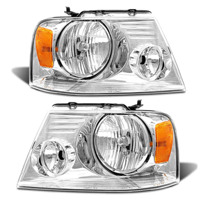 lot 1320 image: for 2004 2005 2006 2007 2008 F150 Headlight Assembly Compatible with 2004-2008 Ford F150 Pickup 2006-2008 Lincoln Mark LT Clear Lens Chrome Housing Amber Reflector Headlamp Replacement