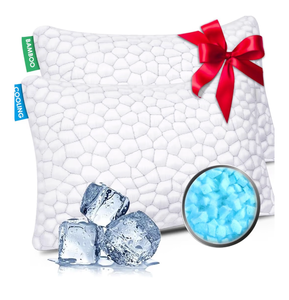 lot 1321 image: Cooling Bed Pillows Queen Size Set of 2, Shredded Memory Foam Pillows for Sleeping, Adjustable Firm Pillow for Side Back Stomach Sleepers, Gel Cool Pillow for Hot Sleepers Neck Support