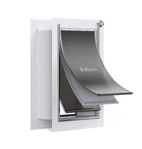 lot 1323 image: Baboni Pet Door for Wall,3-Flap,Steel Frame and Telescoping Tunnel, Aluminum Lock, Double Flap Dog Door and Cat Door, Strong and Durable (Pets Up to 100 Lb) -Large