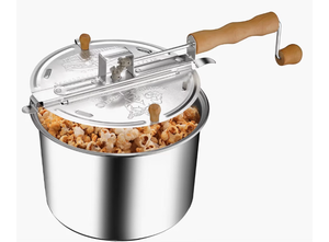 lot 1325 image: Stovetop Popcorn Maker With Wooden Handles, Silver, 5qt (529019ECS)