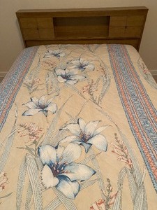 lot 158 image: MCM Full Size Headboard w Metal Frame, Mattress and Box Spring - Please Read Description