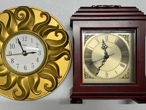 lot 51 image: Sun Themed Wall (rprd) and Seth Thomas Mantle Clocks
