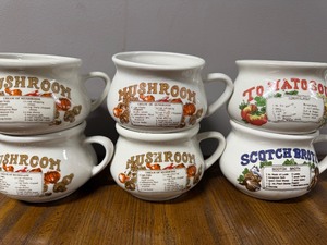 lot 55 image: Mushroom, Scotch Broth and Tomato Soup Mugs