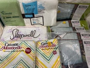 lot 61 image: Vintage Sheets and Curtain Panels - All New