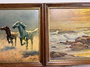 lot 82 image: Vintage Wall Art, Horses and Ocean