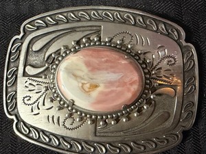 Belt Buckle w/ Large Pink Stone