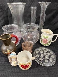 lot 121 image: Vases, Creamers, Candle Holders, Flower Frog