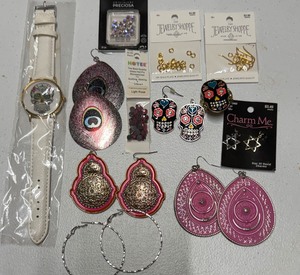 lot 923 image: Jewelry - Skull WatchEarringsRing, Crystals, Charms and More