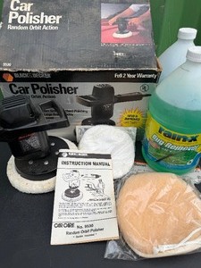 lot 406 image: Car Polisher w Extra Pads, Windshield Wiper Fluid