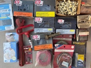 lot 422 image: Misc Hardware, Safety Locks BBs, Stanley Blades and More, Lil Oscar Cooler (nice condition)