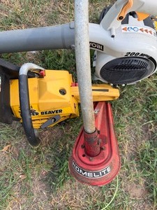 lot 425 image: Ryobi Blower, Eager Beaver Chainsaw and Homelite Weedeater