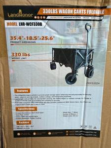 lot 2098 image: (LHR-WCF330B) Landhonor - 330lbs Foldable Wagon Cart - Unused