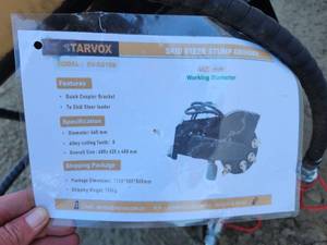 lot 7003 image: (SV-SG18B) StarVox - Mini Skid Steer Stump Grinder - Unused
