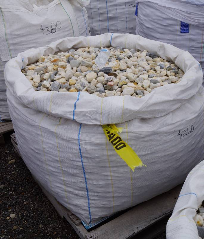 lot 5085 image: Approx. 2,000 lbs. bag of White River Rock 1-2  - Landscaping Rocks - Bid now to git er done