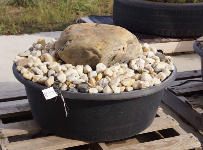 lot 5282 image: Complete Water Feature - Fountain - Drilled Colorado River Rock Mini Boulder with White River Rock- SEE VIDEO