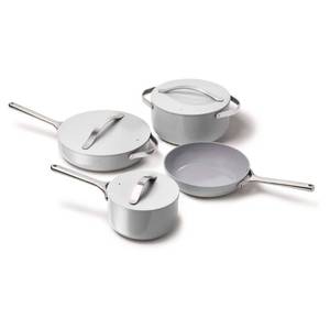 lot 37013 image: Caraway Home 12pc Cookware Box Set Gray Ceramic Nonstick Pan & Pot Set, Stainless Steel Handles, Induction Compatible - Retail $445