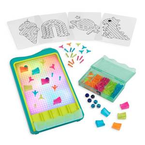 lot 37042 image: B. toys Light-Up Marble Drop - Marble Run & Peg Art Playset Educational Focus, 180 Pieces, Fine Motor Skills - Retail $28