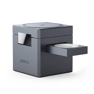 lot 37047 image: Anker 3-in-1 Cube with Magsafe - Black USB-C Wireless Charger for Apple iPhone - Retail $157