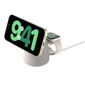 lot 37067 image: Belkin 2-in-1 Wireless Charging Dock with MagSafe - Sand - Retail $120
