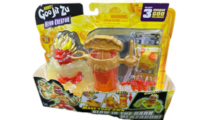 lot 37083 image: Heroes of Goo Jit Zu Hero Creator with 3 Unique Goo Fillings, Mix, Fill & Create Your Own Stretchy Glow-in-The-Dark Blazagon Action Figure, Play Again and Again - Retail $20