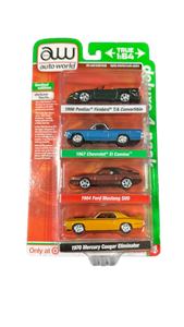 lot 37098 image: 2023 Auto World DELUXE 4 PACK Mustang Cougar El Camino TA Firebird Target New - Retail $25
