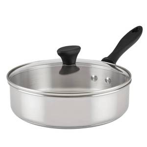 lot 37101 image: Farberware Reliance 3qt Stainless Steel Covered Saute Pan Dishwasher-Safe, Tempered Glass Lid, Induction Compatible - Retail $25