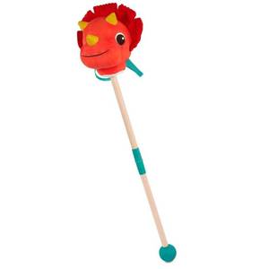 lot 37106 image: B. toys Hop n Ride Tommy Triceratops - Plush Dinosaur Hobbyhorse with Sounds Polyester & Wood, Toddler Gross Motor Skill Toy - Retail $18