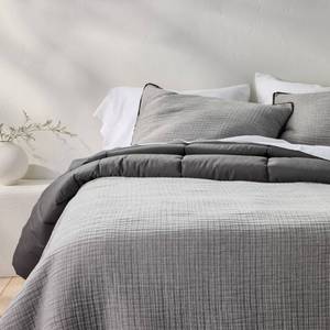 lot 37131 image: FullQueen Textured Chambray Comforter & Sham Set Dark Gray - Casaluna�� OEKO-TEX Certified, 250 Thread Count - Retail $139
