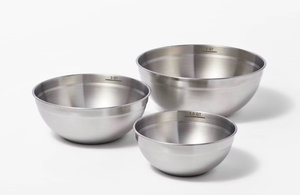 lot 37147 image: 3pc (5qt, 3qt & 1.5qt) Stainless Steel Non-Slip Mixing Bowls (no lids) - Figmint�� - Retail $25