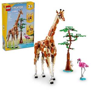 lot 37161 image: LEGO Creator 3 in 1 Wild Safari Animals Set, Giraffe, Gazelles or Lion Toy 31150 - Retail $85