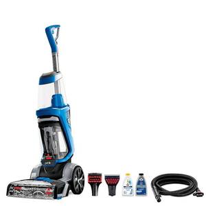 lot 37171 image: BISSELL ProHeat 2X Revolution Pet Upright Carpet Cleaner Blue 15489 Electric Carpet Shampooer, Dual Brushes, 3-Year Warranty - Retail $250