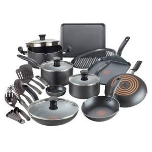 lot 37174 image: T-fal 20pc Simply Cook Nonstick Cookware Set Black - Retail $219