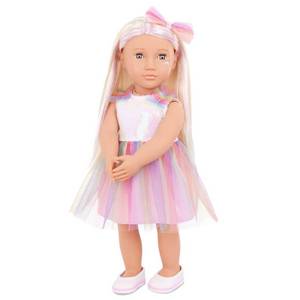 lot 37179 image: Our Generation Iris 18 Fashion Doll with Rainbow Dress - Retail $30