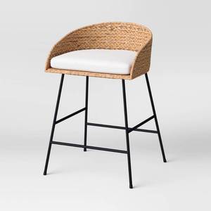 lot 37188 image: Landis Woven Backed Counter Height Barstool with Cushion - Threshold�� - Retail $150