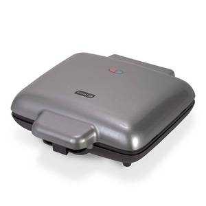 lot 38819 image: Dash No-Drip Nonstick Belgian Waffle Maker - Graphite Aluminum & Plastic, 1200W, Nonstick Surface, 99 sq in Grill Area - Retail $39