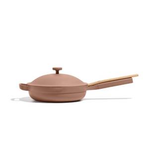 lot 38822 image: Our Place 2.6qt 10.5 Ceramic Nonstick Always Pan 2.0 - Spice Induction & Oven Safe, Includes Lid, Steamer Basket, Spatula - Retail $116