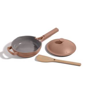 lot 38827 image: Our Place 8.5 Ceramic Nonstick Mini Always Pan Spice Ergonomic Handle, Stainless Steel, Even-Heating, Includes Spatula - Retail $79