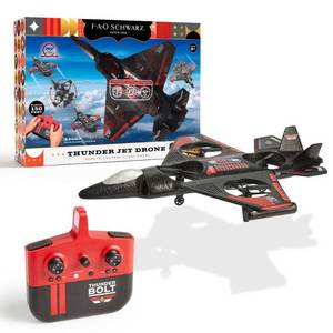 lot 38859 image: FAO Schwarz Thunderbolt Jet X2 Drone Beginner Remote Control with Rechargeable Battery for Indoor & Outdoor Use - Retail $60