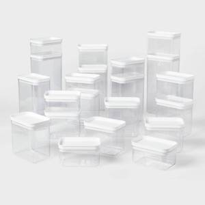 lot 38868 image: 42pc (Set of 21) Food Storage Canister Set Clear - Brightroom�� Stackable Plastic Containers, Polyethylene & Polypropylene, 1-Year Warranty - Retail $100