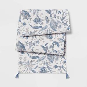 lot 38929 image: 108 x 14 Cotton Floral Table Runner Blue - Threshold�� - Retail $24