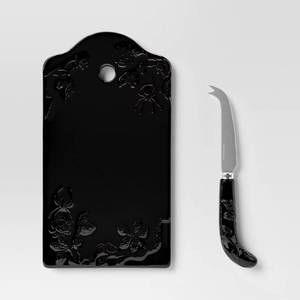 lot 38951 image: Stoneware Cheese Board with Knife Black - Threshold�� - Retail $15