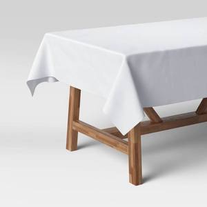 lot 38968 image: 84 x 60 Solid Tablecloth White - Threshold�� Rectangle, Traditional, Cotton & Recycled Polyester, Machine Washable - Retail $20