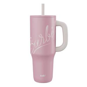 lot 38976 image: Zak Designs 40oz Barbie Stainless Steel Vacuum Insulated Tumbler with Silicone Straw Pink - Retail $19