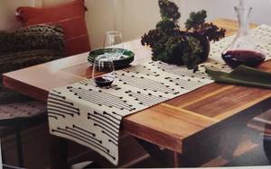 lot 38987 image: 108 x 14 Cotton Modern Diamond Table Runner - Threshold�� Black Traditional Kitchen Decor, OEKO-TEX Certified - Retail $24