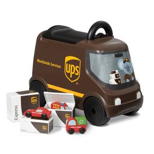 lot 39006 image: Radio Flyer UPS Delivery Truck Ride-On Steel & Plastic Pedal Toy for Ages 2 - Retail $50